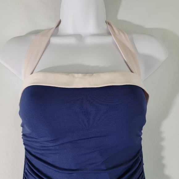 Ralph Lauren Indigo Bel-Air Halter Ruched Tummy-Control Swimdress Sz 6 - Picture 4 of 12